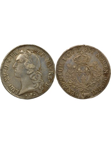 Louis XV au Bandeau 1 écu Argent 1767 Pau