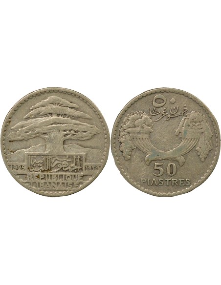 Liban 50 Piastres Argent - 1929 Paris 50 piastres Argent 1929 A Paris