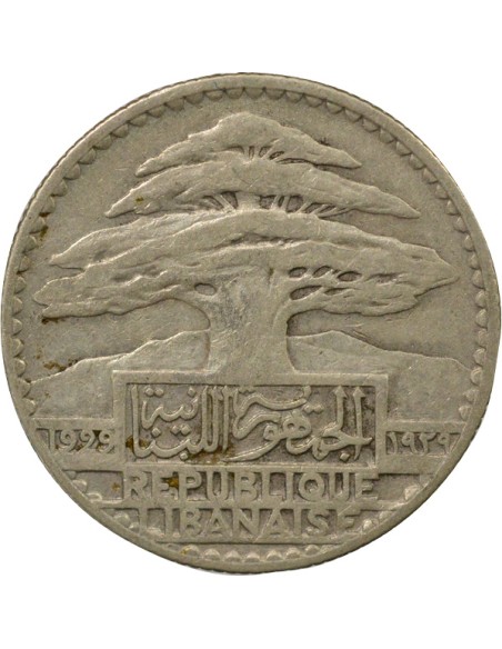 Liban 50 Piastres Argent - 1929 Paris 50 piastres Argent 1929 A Paris