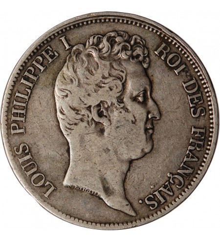 LOUIS PHILIPPE﻿ - 5 FRANCS ARGENT 1831 MA MARSEILLE "Type Tiolier, Tr creux"