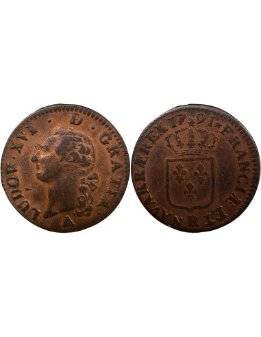 Louis XVI a l'Ecu 1 sol Cuivre 1791 R Orléans