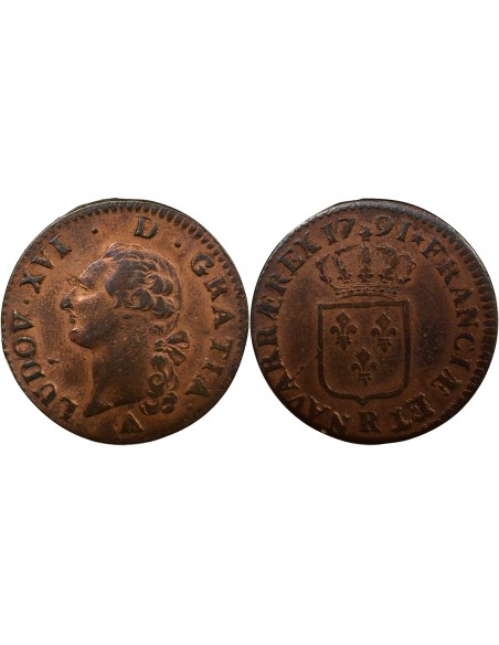 Louis XVI a l'Ecu 1 sol Cuivre 1791 R Orléans