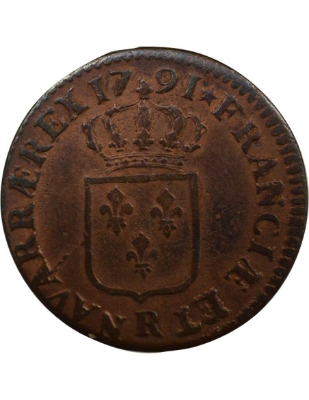 Louis XVI a l'Ecu 1 sol Cuivre 1791 R Orléans