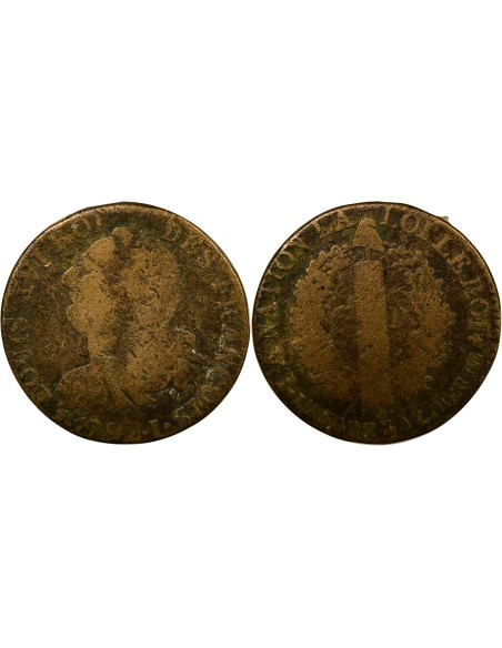 Louis XVI au Faisceau 6 deniers Cuivre 1792 I Limoges