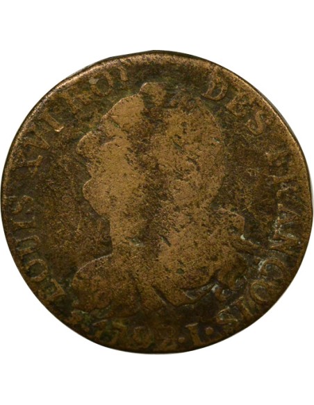 Louis XVI au Faisceau 6 deniers Cuivre 1792 I Limoges