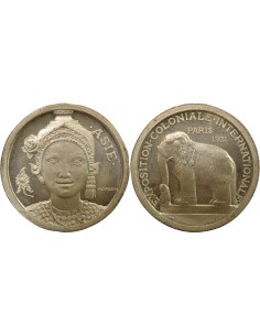 Asie 1 jeton Cuivre plaqué Argent 1931 A Paris