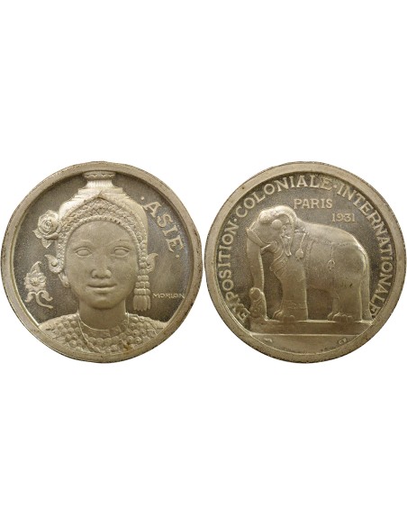 Asie 1 jeton Cuivre plaqué Argent 1931 A Paris