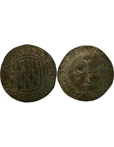 Duché de Bretagne François II de Bretagne à la Targe 1 blanc Billon 1458-1488 9 Rennes