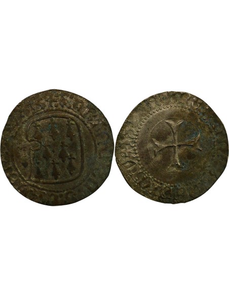 Duché de Bretagne François II de Bretagne à la Targe 1 blanc Billon 1458-1488 9 Rennes