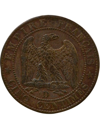 Napoléon III Tête nue 5 centimes Bronze 1854 D Lyon