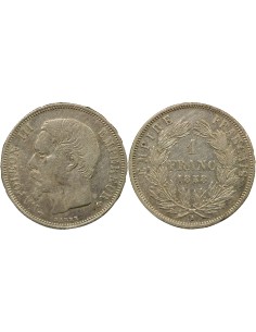 Napoléon III Tête nue 1 franc Argent 1858 A - Paris