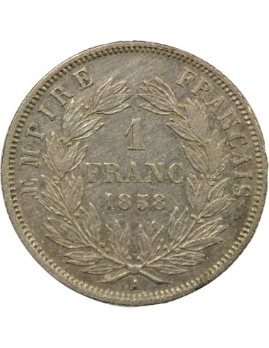 Napoléon III Tête nue 1 franc Argent 1858 A - Paris