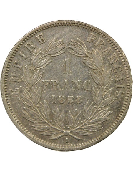 Napoléon III Tête nue 1 franc Argent 1858 A - Paris