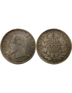 Napoléon III Tête nue 20 centimes Argent 1853 A - Paris