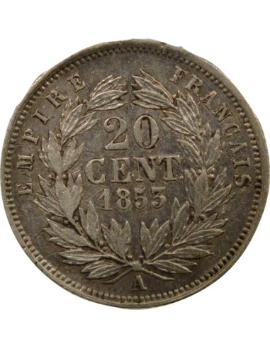 Napoléon III Tête nue 20 centimes Argent 1853 A - Paris