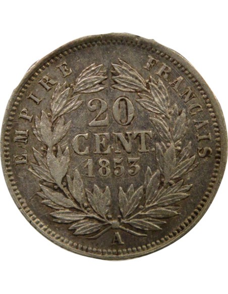 Napoléon III Tête nue 20 centimes Argent 1853 A - Paris