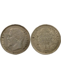 Napoléon III Tête nue 50 centimes Argent 1858 A - Paris