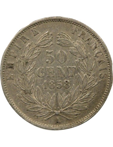 Napoléon III Tête nue 50 centimes Argent 1858 A - Paris