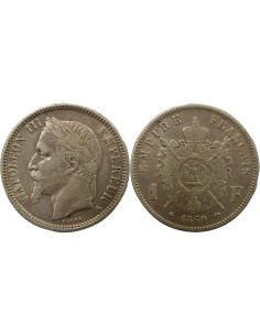 Napoléon III Tête Laurée 1 franc Argent 1869 A - Paris