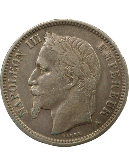 Napoléon III Tête Laurée 1 franc Argent 1869 A - Paris