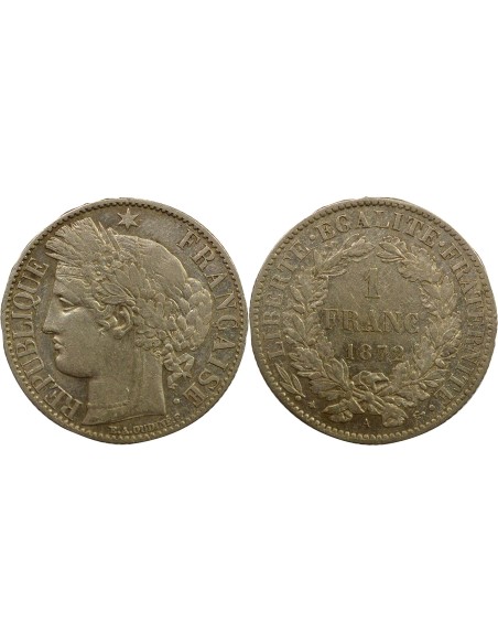 IIIe République 1 franc Argent 1872 A - Paris