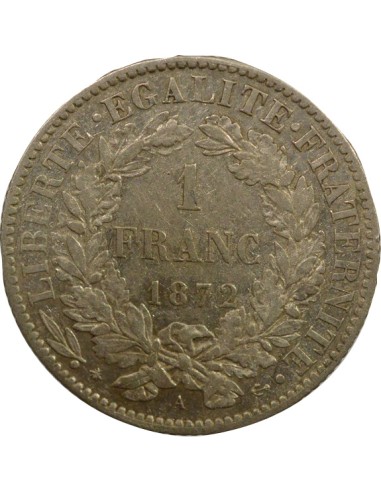 IIIe République 1 franc Argent 1872 A - Paris