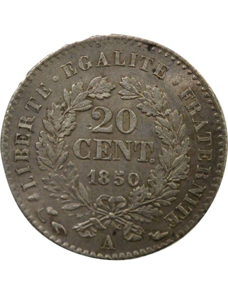 IIe République 20 centimes Argent 1850 A - Paris
