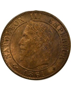 Napoléon III Tête Laurée 1 centime Bronze 1861 A - Paris 2