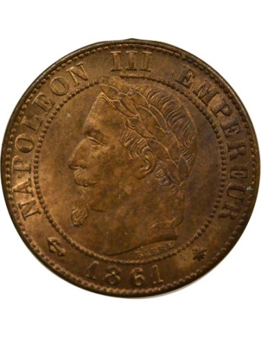 Napoléon III Tête Laurée 1 centime Bronze 1861 A - Paris