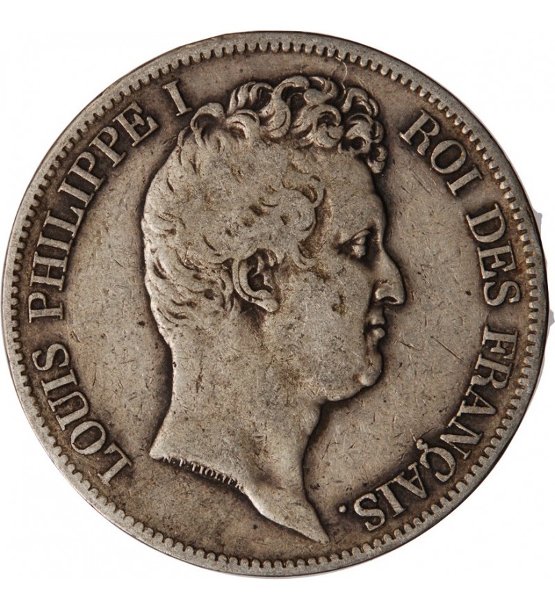 LOUIS PHILIPPE﻿ - 5 FRANCS ARGENT 1831 W LILLE "Type Tiolier, Tr creux"