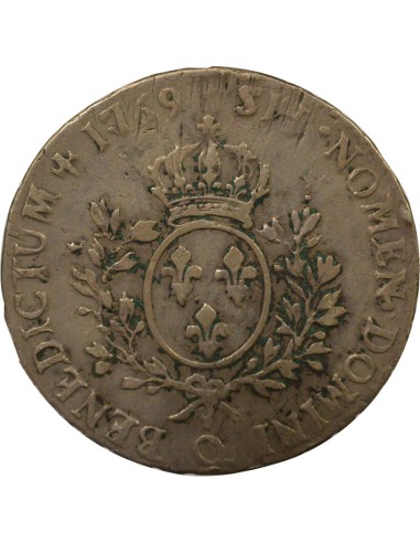 Louis XV au Bandeau 1 écu Argent 1769 Q Perpignan