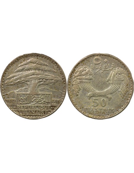 Liban 50 Piastres Argent - 1936 Paris 50 piastres Argent 1936 A Paris