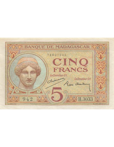 Madagascar 5 Francs - ND (1937-1947) - P.35b 5 francs 1937