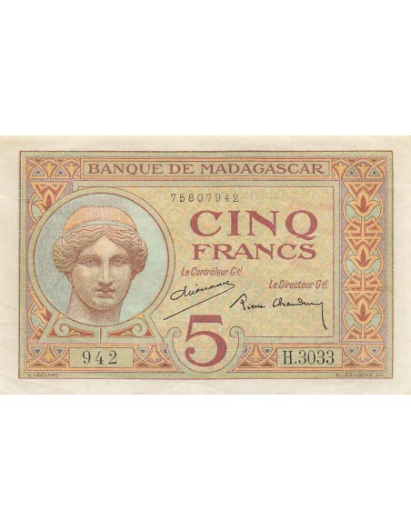 Madagascar 5 Francs - ND (1937-1947) - P.35b 5 francs 1937