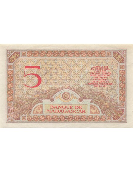Madagascar 5 Francs - ND (1937-1947) - P.35b 5 francs 1937