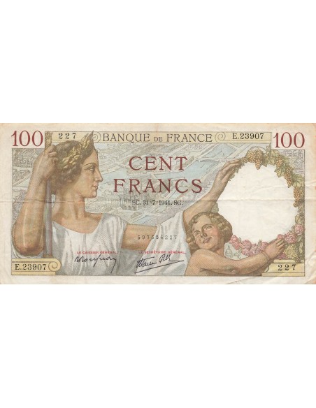 100 Francs Sully - 31-07-1941 - Série E.23907 100 francs 1941