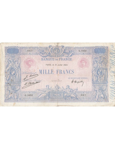 1000 Francs Rose et Bleu - 16-07-1917 - Série G.1652 1000 francs 1917