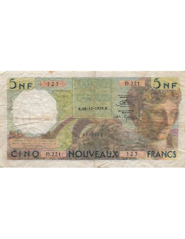 Algérie 5 Nouveaux Francs - Bacchus - 18-12-1959 - P.118 5 nf 1959