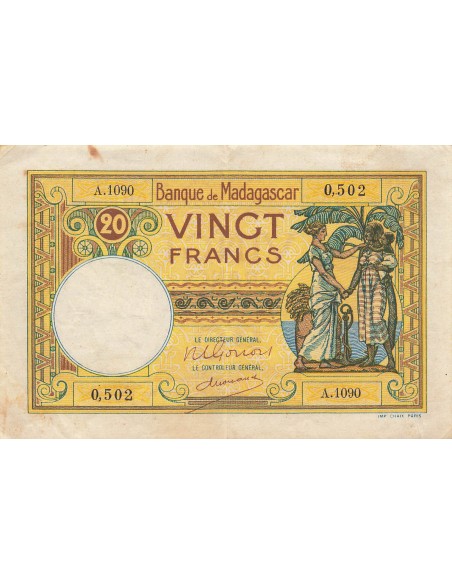 Madagascar 20 Francs - ND (1947-1953) - P.37c 20 francs 1947