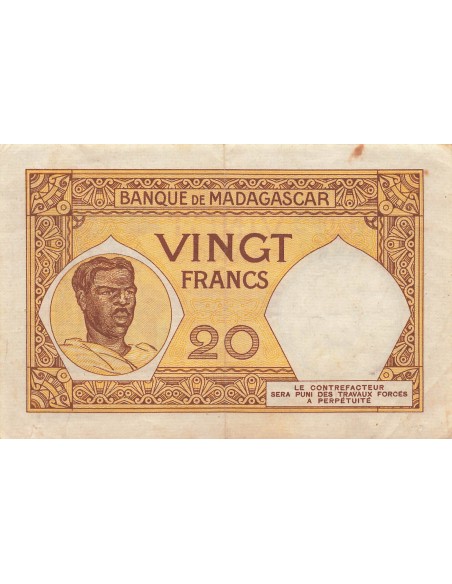 Madagascar 20 Francs - ND (1947-1953) - P.37c 20 francs 1947