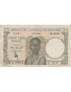 Afrique de l'Ouest 25 Francs - 19-12-1952 - P.38 25 francs 1952