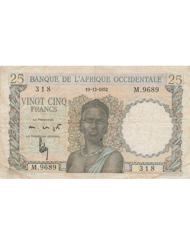 Afrique de l'Ouest 25 Francs - 19-12-1952 - P.38 25 francs 1952