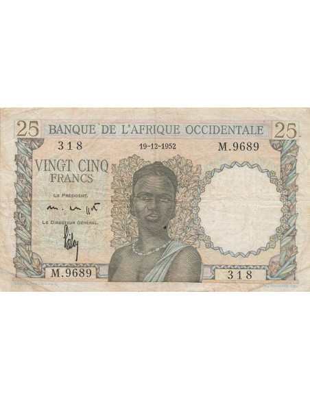 Afrique de l'Ouest 25 Francs - 19-12-1952 - P.38 25 francs 1952