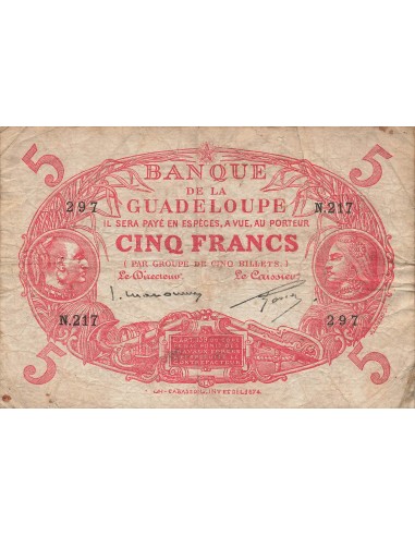 Guadeloupe 5 Francs - Cabasson - ND (1934-1943) - P.7c 5 francs 1934