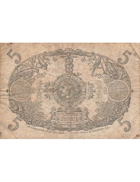 Guadeloupe 5 Francs - Cabasson - ND (1934-1943) - P.7c 5 francs 1934