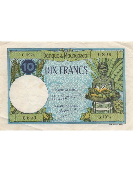 Madagascar 10 Francs - ND (1947-1953) - P.36c 10 francs 1947