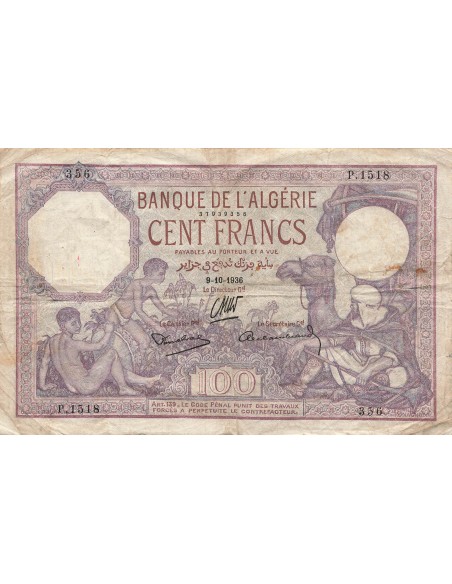 Algérie 100 Francs - 09-10-1936 - P.81 100 francs 1936