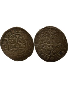 Charles IV 3e Emission 1 double parisis Billon 1326-1328