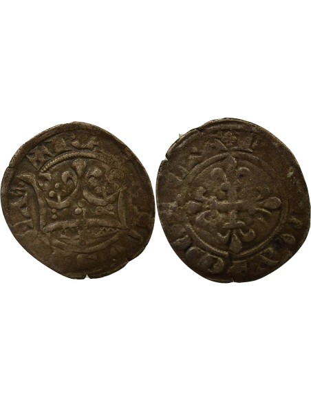 Charles IV 3e Emission 1 double parisis Billon 1326-1328