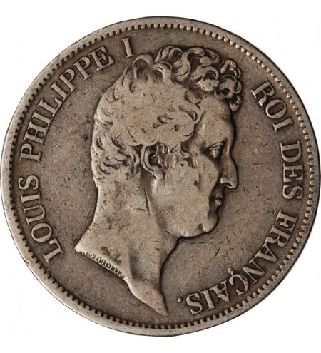 LOUIS PHILIPPE﻿ - 5 FRANCS ARGENT 1830 A PARIS "Type Tiolier, Tr relief"